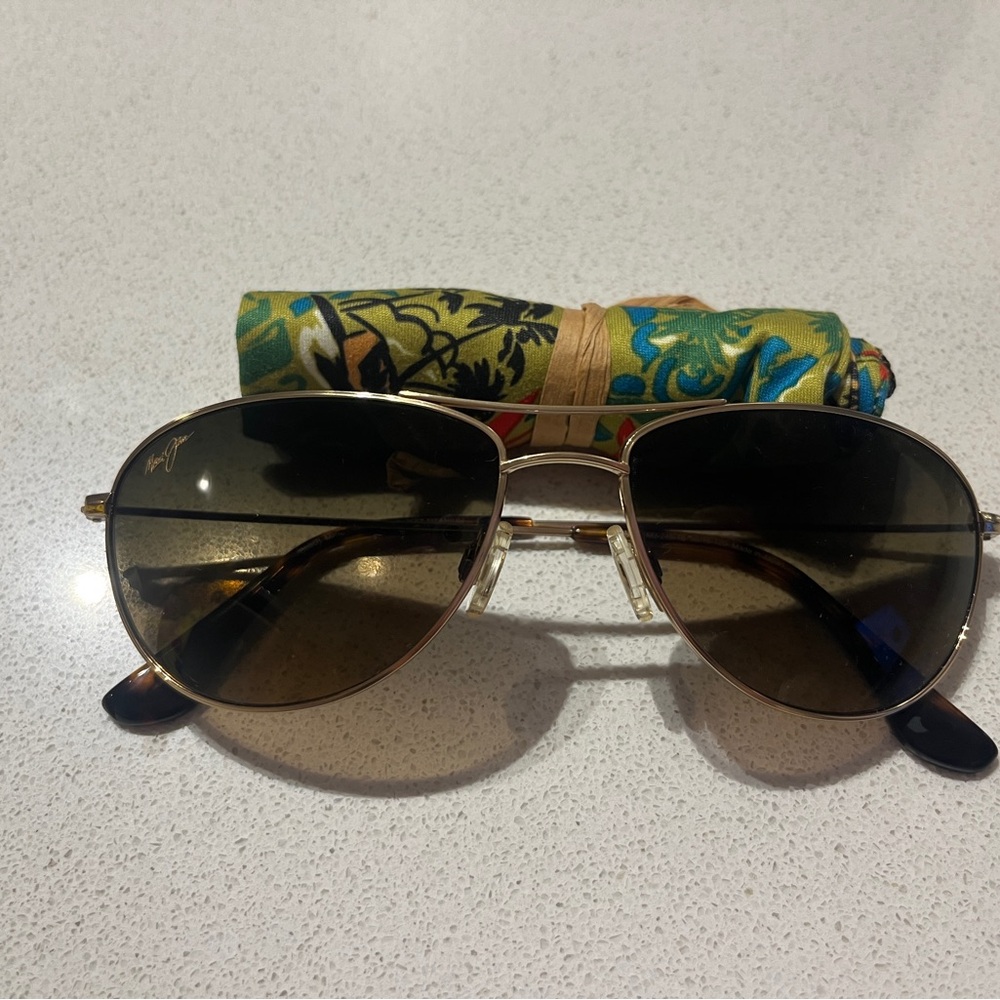 Maui Jim Gold Aviator Sunglasses